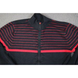 Kiton Sweater Medium Black Red Full Zip Sweatshirt Long Sleeve Mens